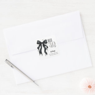 Black Bow Modern 30th Birthday Square Sticker