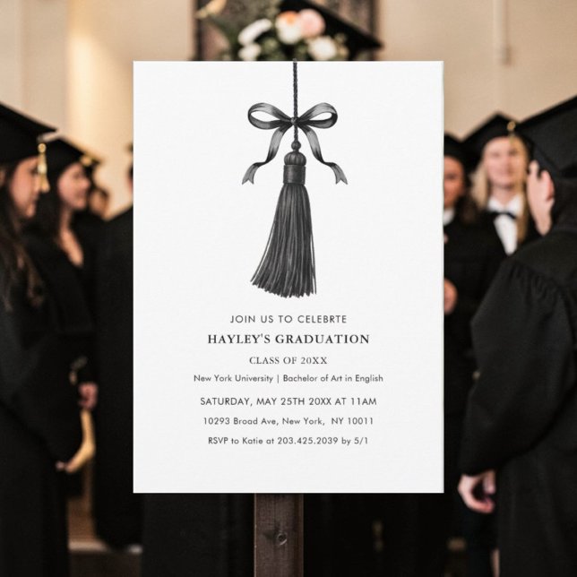 Black Bow Modern College Graduation Party Invitation (Creator Uploaded)