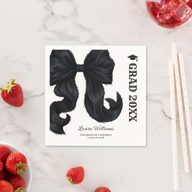 Black Bow Modern Graduation  Napkins (Insitu)