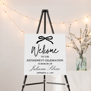Black Bow Modern Retirement Party Welcome Sign