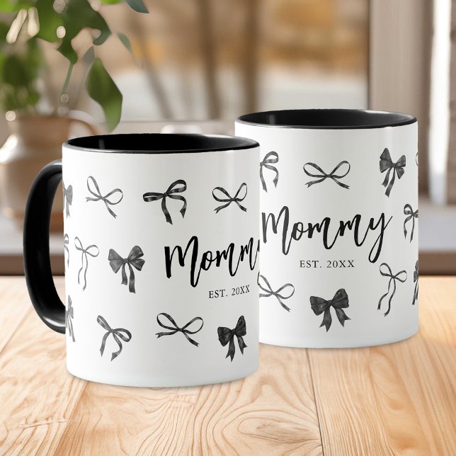 Black Bow Mommy Year Established Mug (Creator Uploaded)