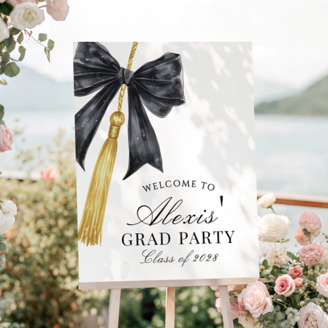 Black Bow on Tassel Graduation Party Welcome sign (Creator Uploaded)