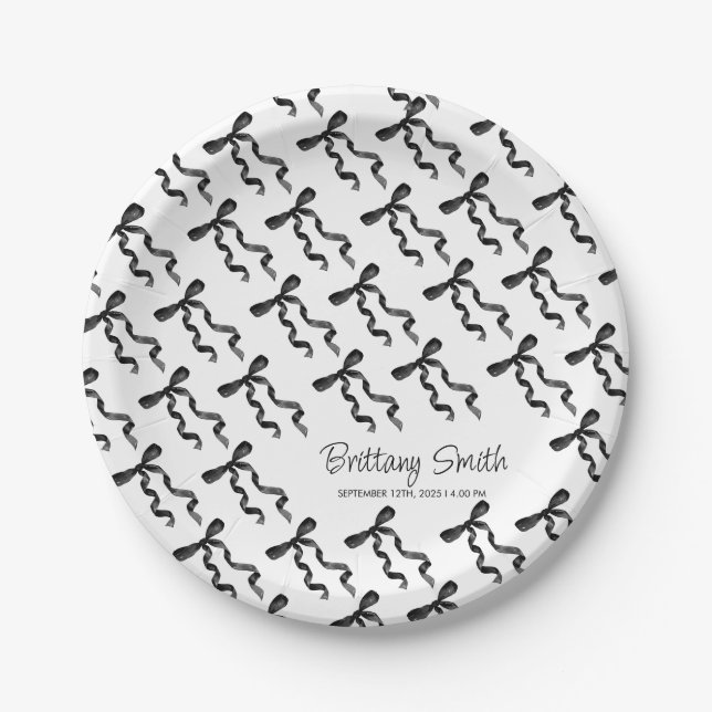 Black Bow  Paper Plates (Front)