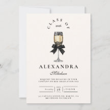 Black Bow Pearl Champagne Graduation