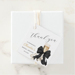 Black Bow & Pearls Bridal Shower Thank you  Favor Tags