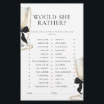 Black Bow Pearls & Prosecco Bridal Shower Game Stationery<br><div class="desc">Black Bow Pearls & Prosecco Bridal Shower Game - Would she rather</div>