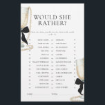 Black Bow Pearls & Prosecco Bridal Shower Game Stationery<br><div class="desc">Black Bow Pearls & Prosecco Bridal Shower Game - Would she rather</div>
