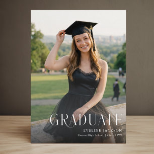 Black Bow Photo Graduation Grad Party Invitation Postcard