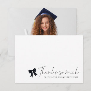 Black Bow Photo Graduation Thank You Card
