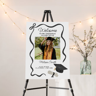 Black Bow Photo Graduation Welcome Foam Board