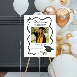 Black Bow Photo Graduation Welcome Foam Board