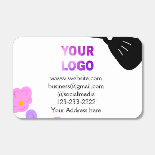 Black bow pink purple floral add logo biz details matchboxes
