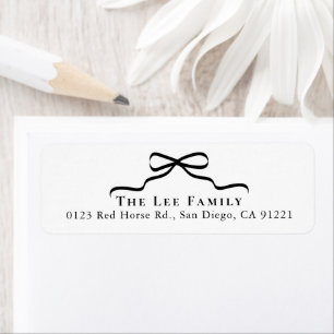 Black Bow Return Address Label