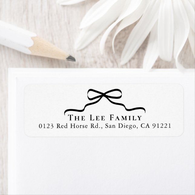 Black Bow Return Address Label (Insitu)