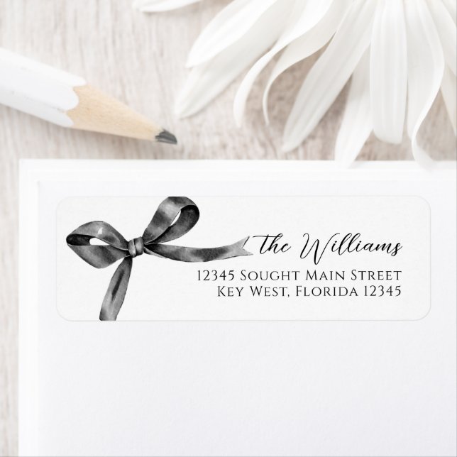 Black Bow Return Address Labels (Insitu)