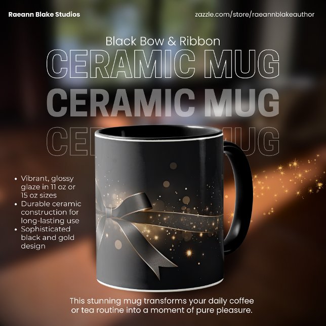 Black Bow & Ribbon Ceramic Mug (Creator Uploaded)