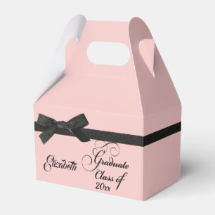 Black Bow Ribbon Rose Graduation Party Class Favor Boxes