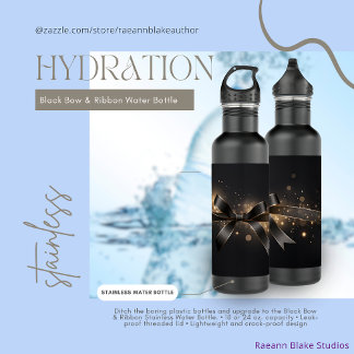 Black Bow & Ribbon Stainless Water Bottle