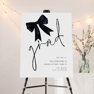 Black Bow Script Grad Welcome to Graduation Party Foam Board