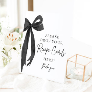 Black Bow Share a Recipe Card Bridal Shower Sign