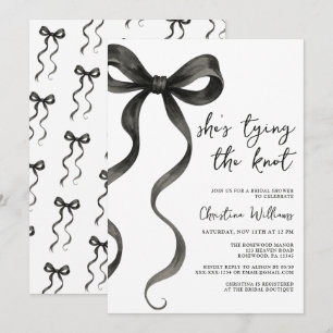 Black Bow She’s Tying The Knot Bridal Shower Invitation