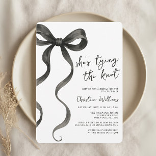 Black Bow She’s Tying The Knot Bridal Shower Invitation