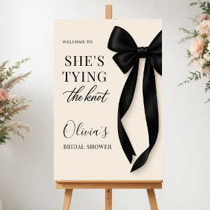 Black Bow She's Tying The Knot Black Welcome Foam Board