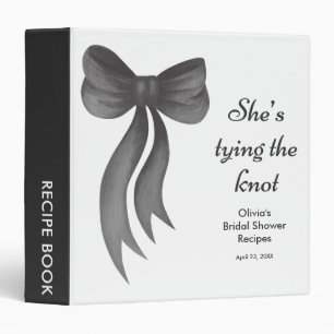 Black Bow She's Tying the Knot Bridal Shower 3 Ring Binder