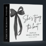 Black Bow She's Tying the Knot Bridal Shower 3 Ring Binder<br><div class="desc">Keep bridal shower memories, recipes, or planning details organized in style with our Black Bow "She’s Tying the Knot" 3-Ring Binder. Featuring a sleek black ribbon bow and modern minimalist design, this binder is perfect for collecting advice cards, keepsakes, or games from the celebration. Ideal for black-and-white or coquette-themed showers,...</div>