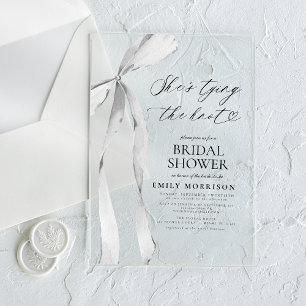 Black Bow She's Tying the Knot Bridal Shower Acrylic Invitations
