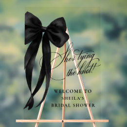 Black Bow She's Tying The Knot Bridal Shower Acrylic Sign