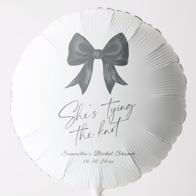 Black Bow She's tying the knot Bridal Shower Balloon (Front)