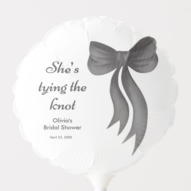 Black Bow She's Tying the Knot Bridal Shower  Balloon (Front)