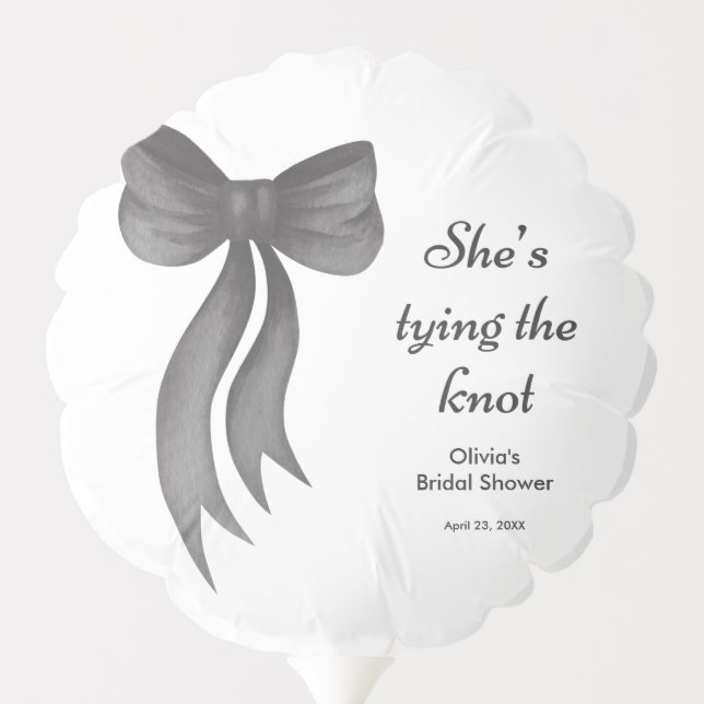 Black Bow She's Tying the Knot Bridal Shower  Balloon (Back)
