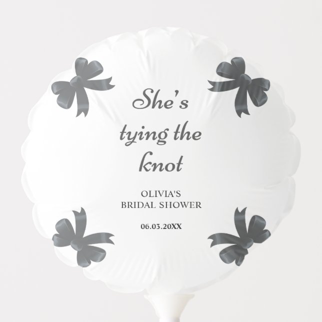 Black Bow She's Tying The Knot Bridal Shower Balloon (Front)