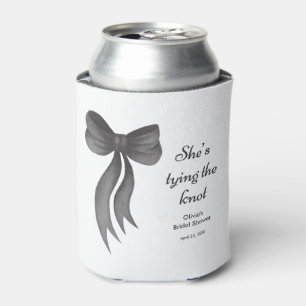 Black Bow She's Tying the Knot Bridal Shower  Can Cooler