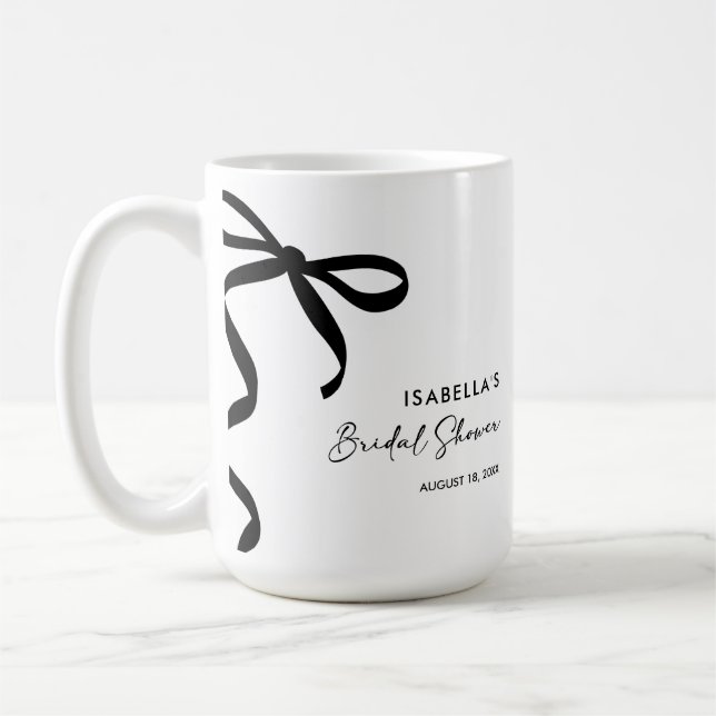 Black Bow She's Tying the Knot Bridal Shower Coffee Mug (Left)
