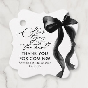 Black Bow She's Tying the Knot Bridal Shower Favor Tags