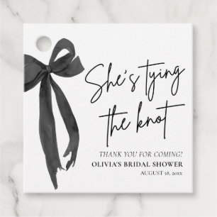 Black Bow She's Tying the Knot Bridal Shower Favor Tags