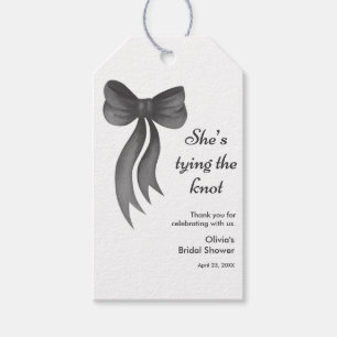 Black Bow She's Tying the Knot Bridal Shower  Gift Tags