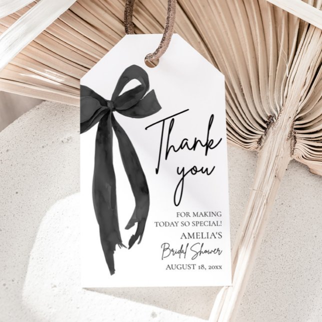 Black Bow She's Tying the Knot Bridal Shower Gift Tags (Creator Uploaded)