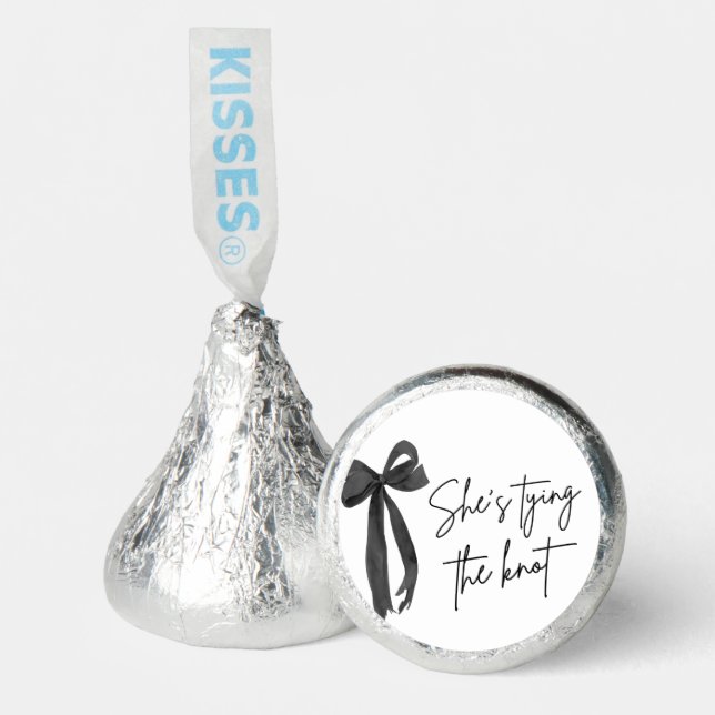 Black Bow She's Tying the Knot Bridal Shower Hershey®'s Kisses® (Front)