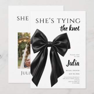 Black Bow She's Tying The Knot Bridal Shower Invitation