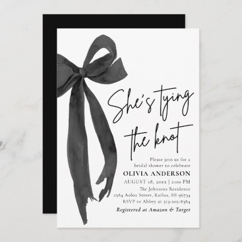 Black Bow Shes Tying the Knot Bridal Shower Invitation