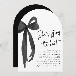 Black Bow She's Tying the Knot Bridal Shower Invitation