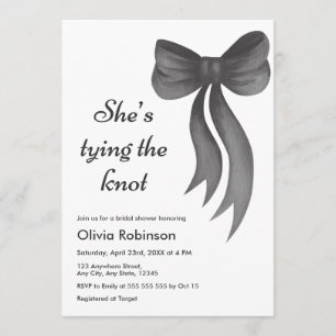Black Bow She's Tying the Knot Bridal Shower Invitation