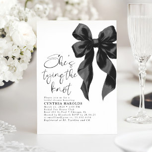 Black Bow She's Tying the Knot Bridal Shower Invitation