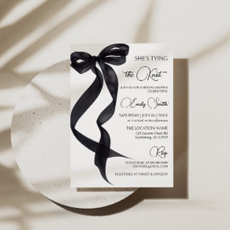 Black Bow She's Tying the Knot Bridal Shower Invitation