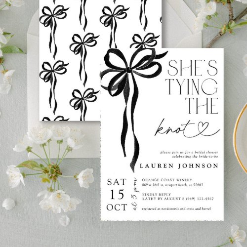 Black Bow Shes Tying the Knot Bridal Shower Invitation