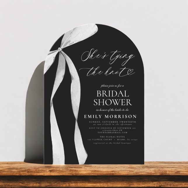 Black Bow She's Tying the Knot Bridal Shower Invitation (Creator Uploaded)